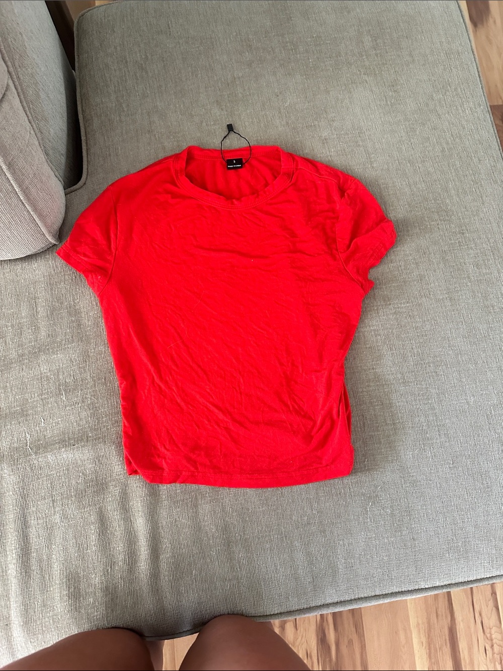 SHEIN Red Cropped Crew Neck Tee